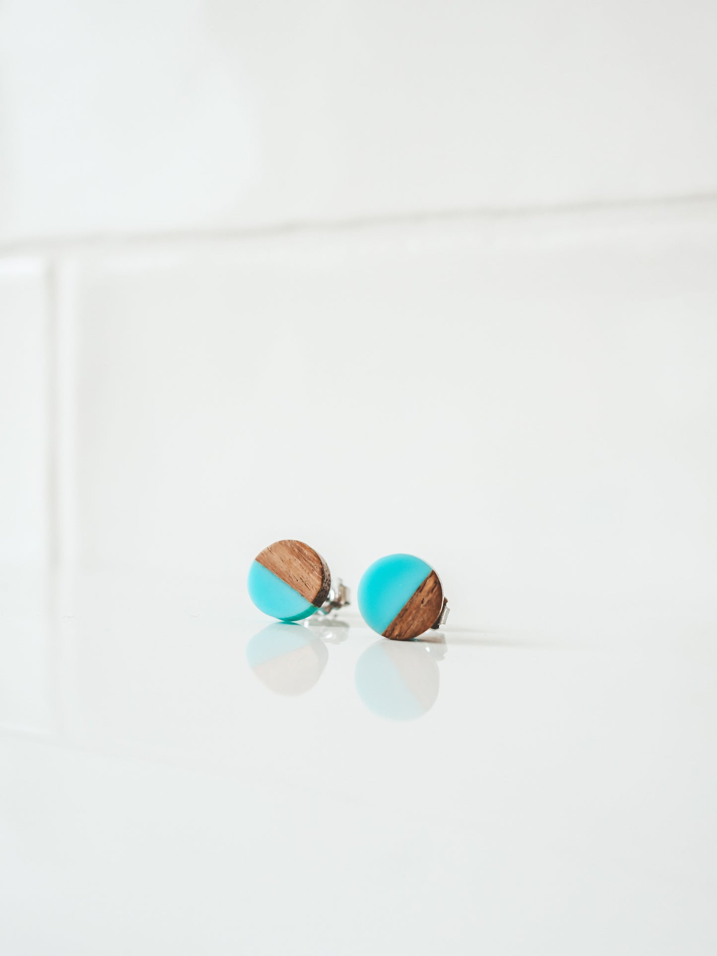 Wood and Resin Stud Earrings by Bali Soul