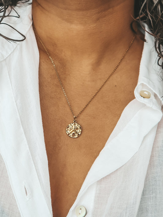 Sand Dollar Charm Gold Necklace