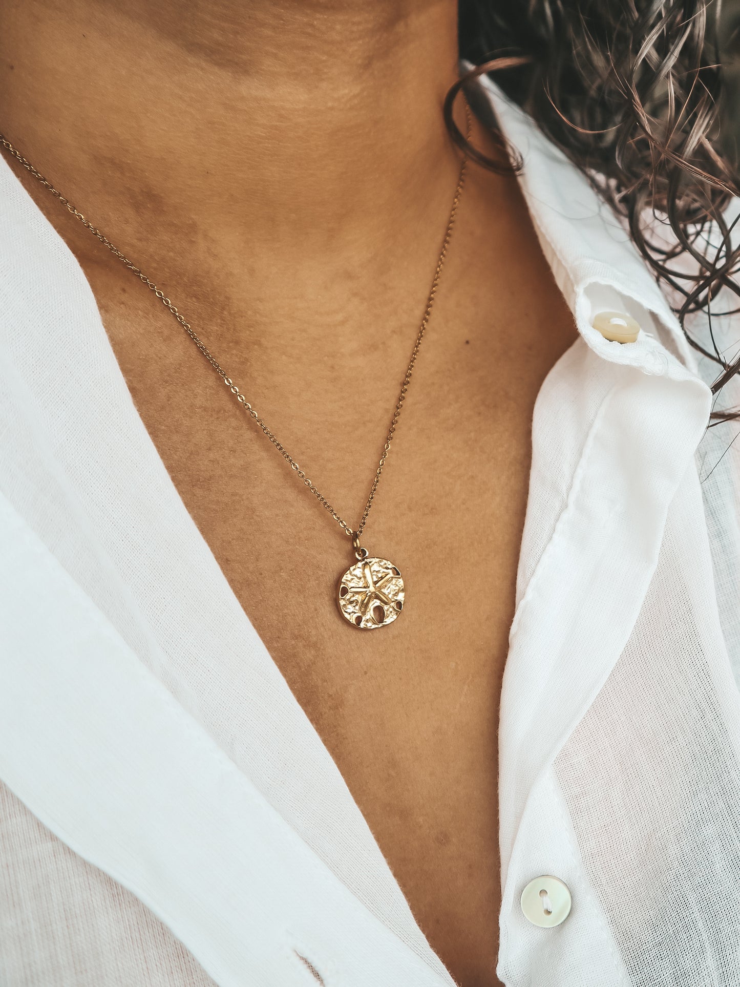 Sand Dollar Charm Gold Necklace