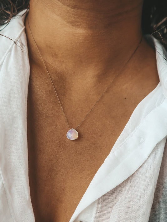 Opalite Silk Cord Necklace, October Birthstone