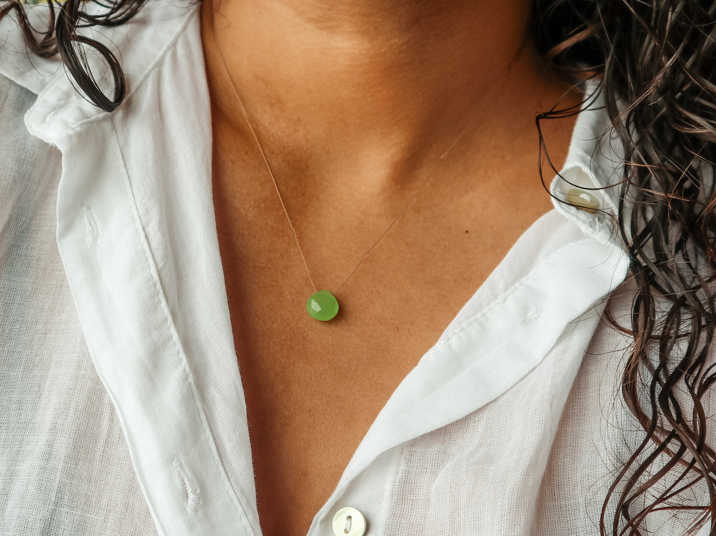 Prehnite Silk Cord Necklace