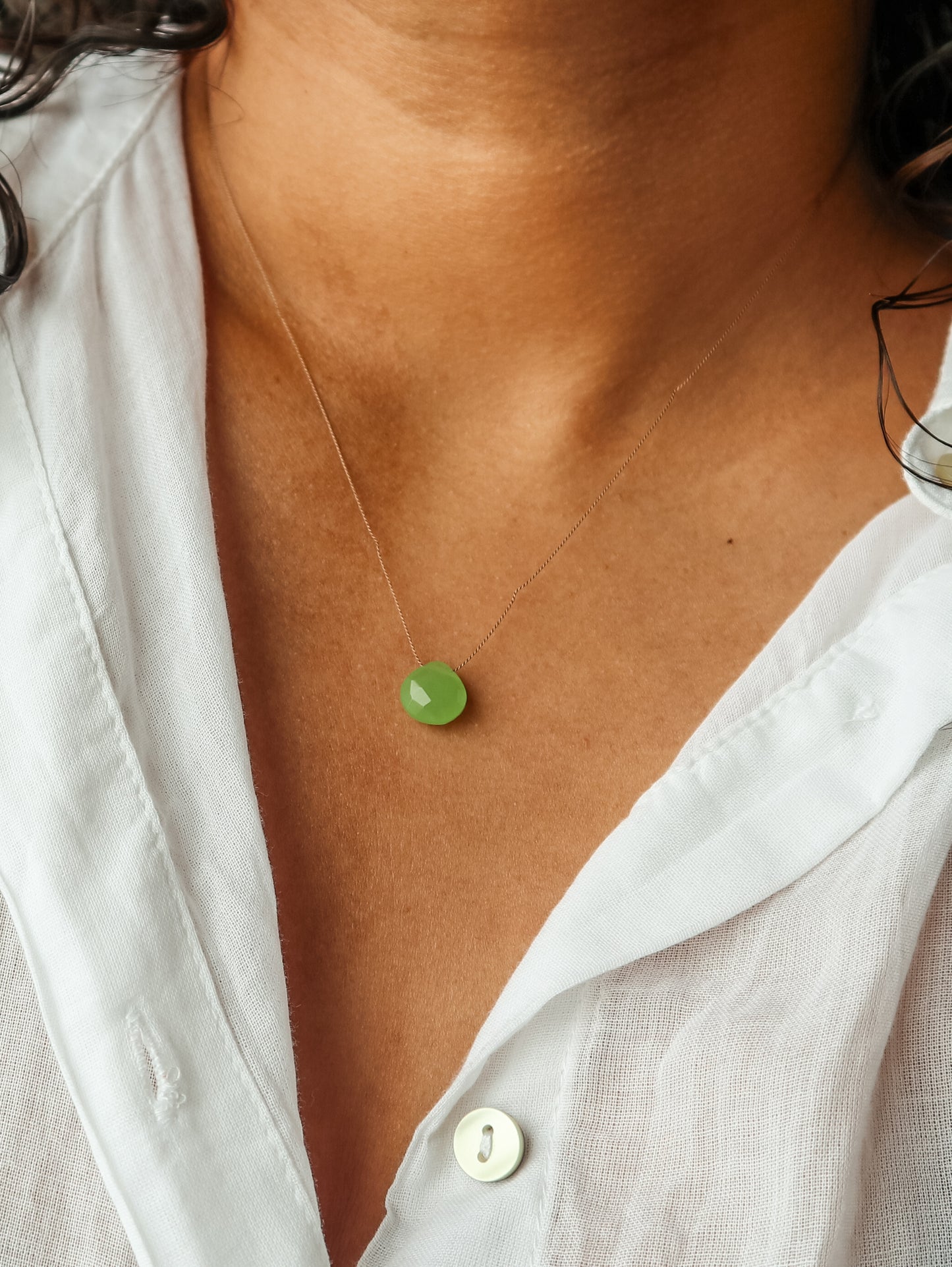 Prehnite Silk Cord Necklace