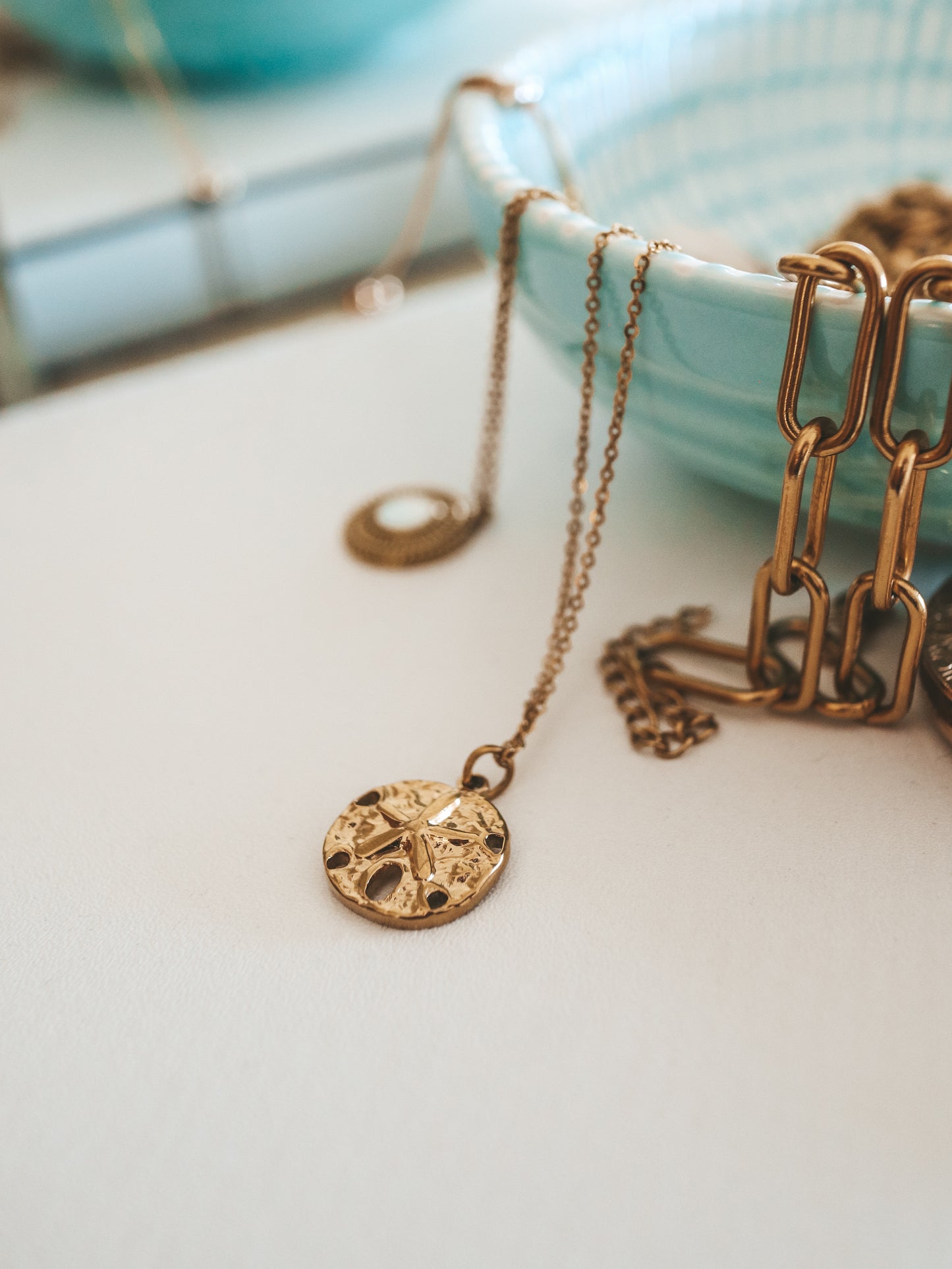 Sand Dollar Charm Gold Necklace