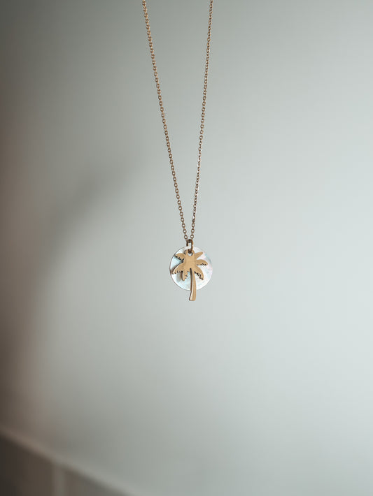 Sunset in Bali Akoya Shell Palm Tree Necklace