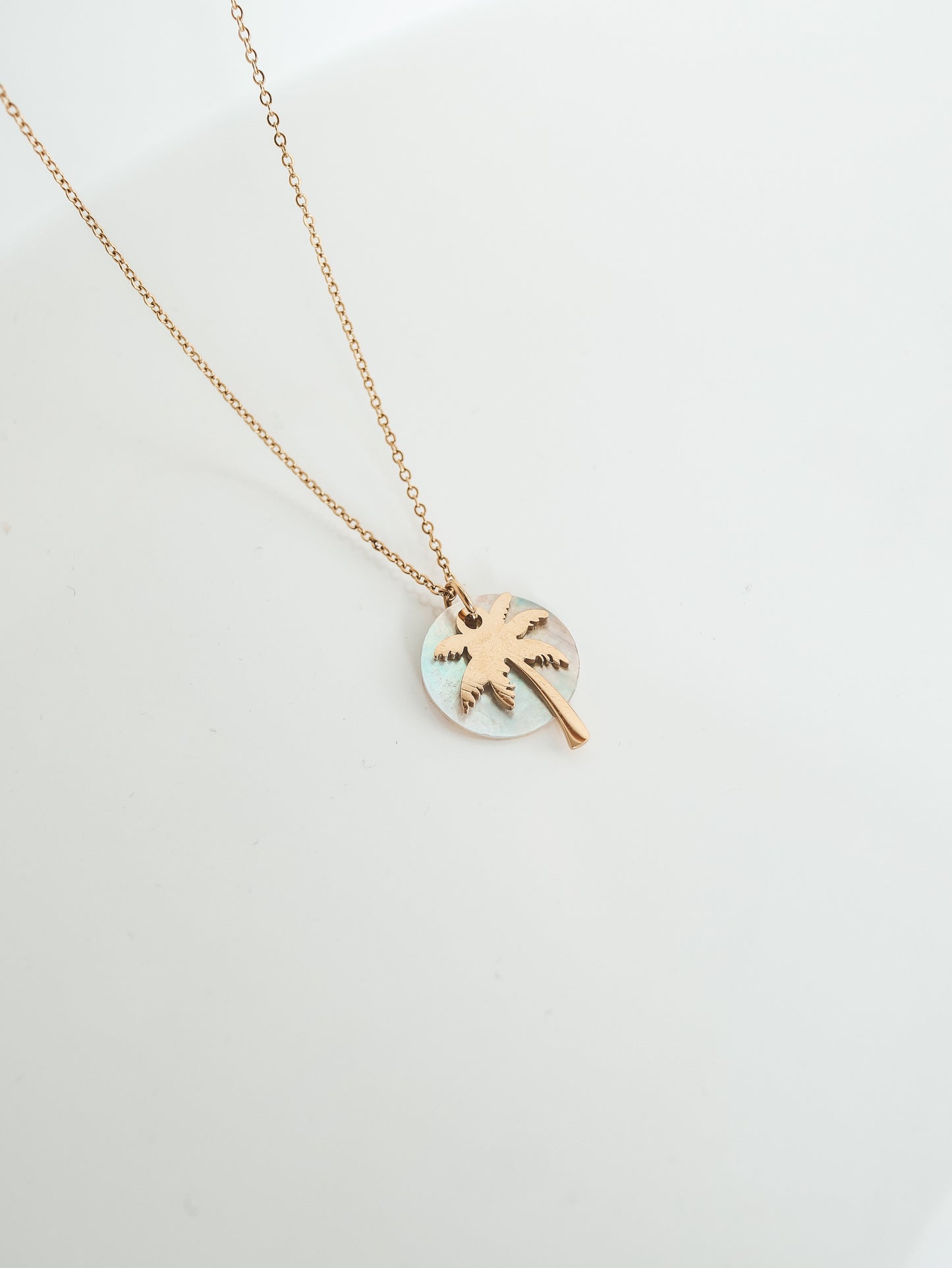 Sunset in Bali Akoya Shell Palm Tree Necklace