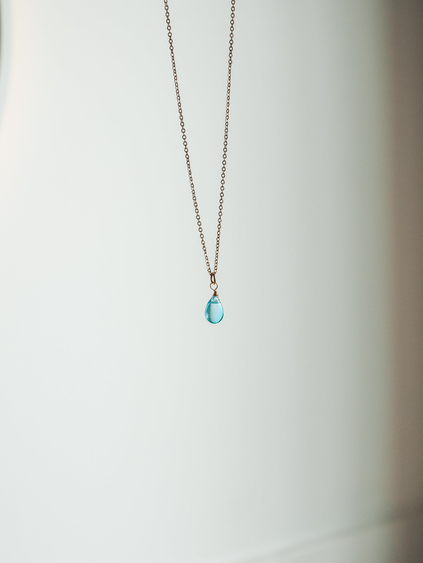 Blue Breeze Glass Teardrop Necklace
