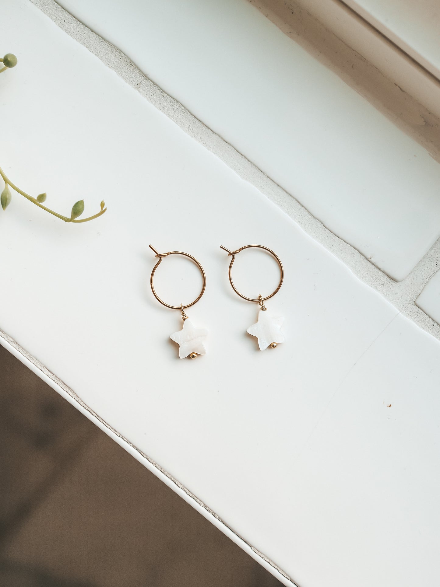 Bintang Mother Of Pearl Hoop Earrings