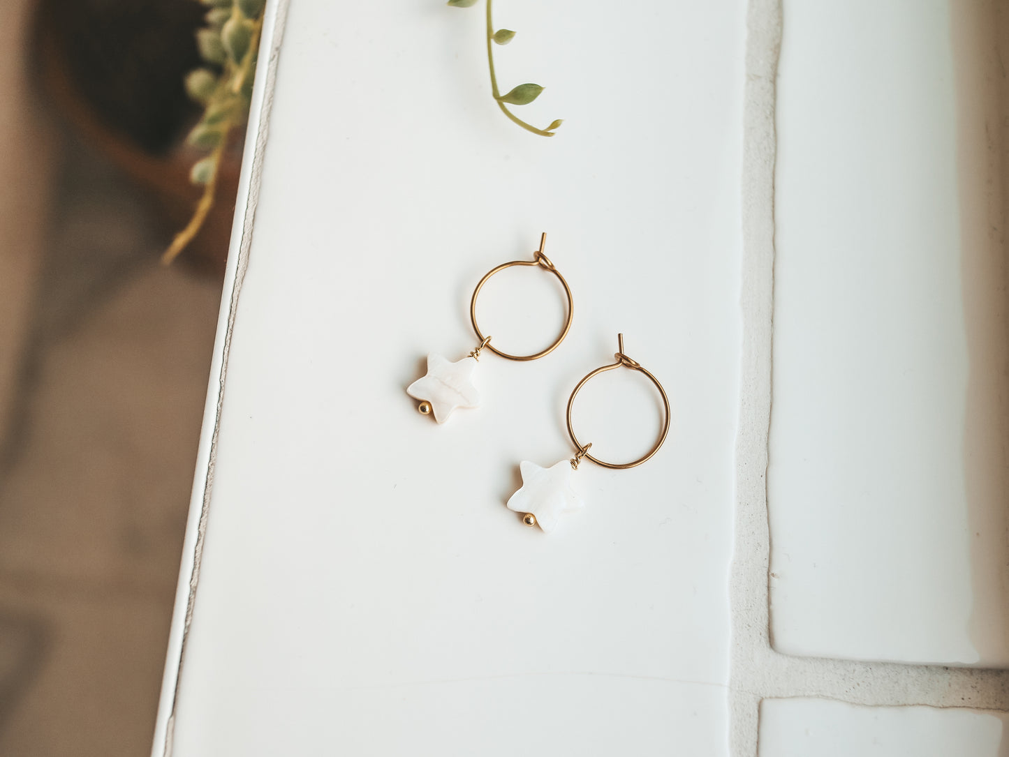 Bintang Mother Of Pearl Hoop Earrings