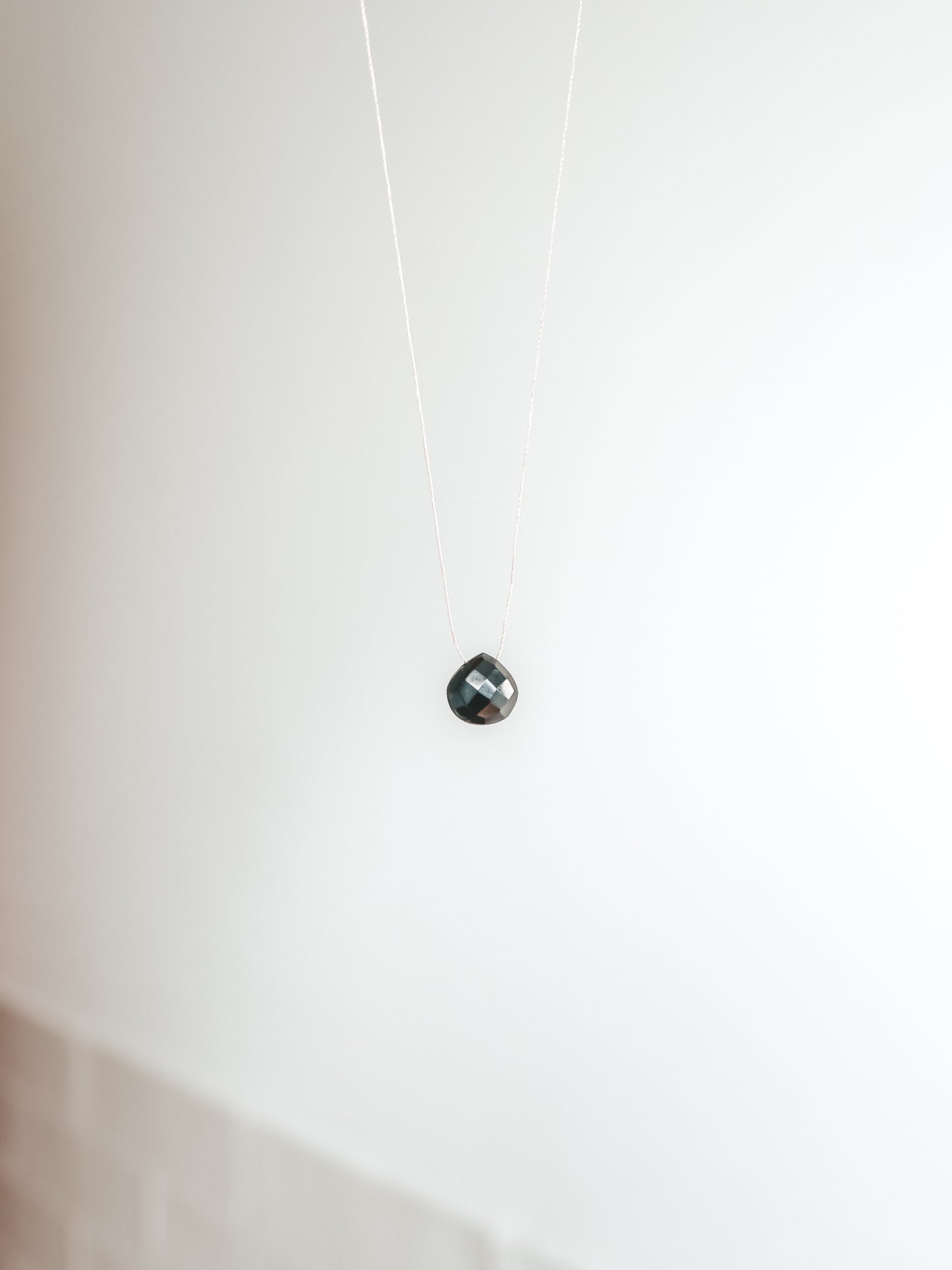 Black Onyx Silk Cord Necklace, July Birthstone