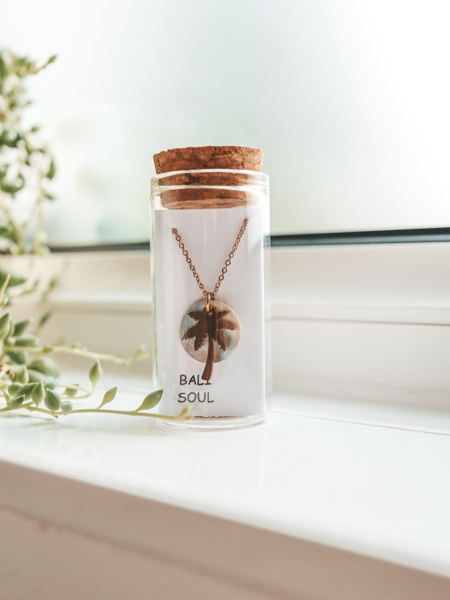 Sunset in Bali Akoya Shell Palm Tree Necklace