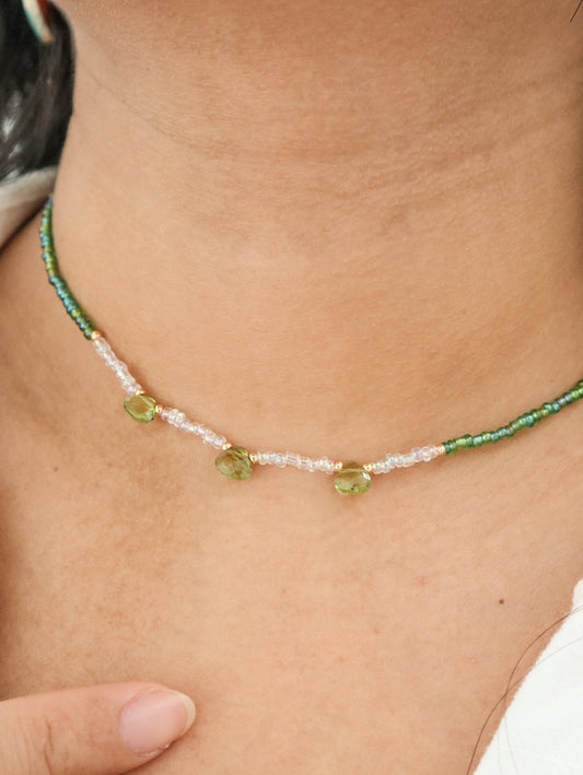 Briolette Gemstone Beaded Choker Necklace
