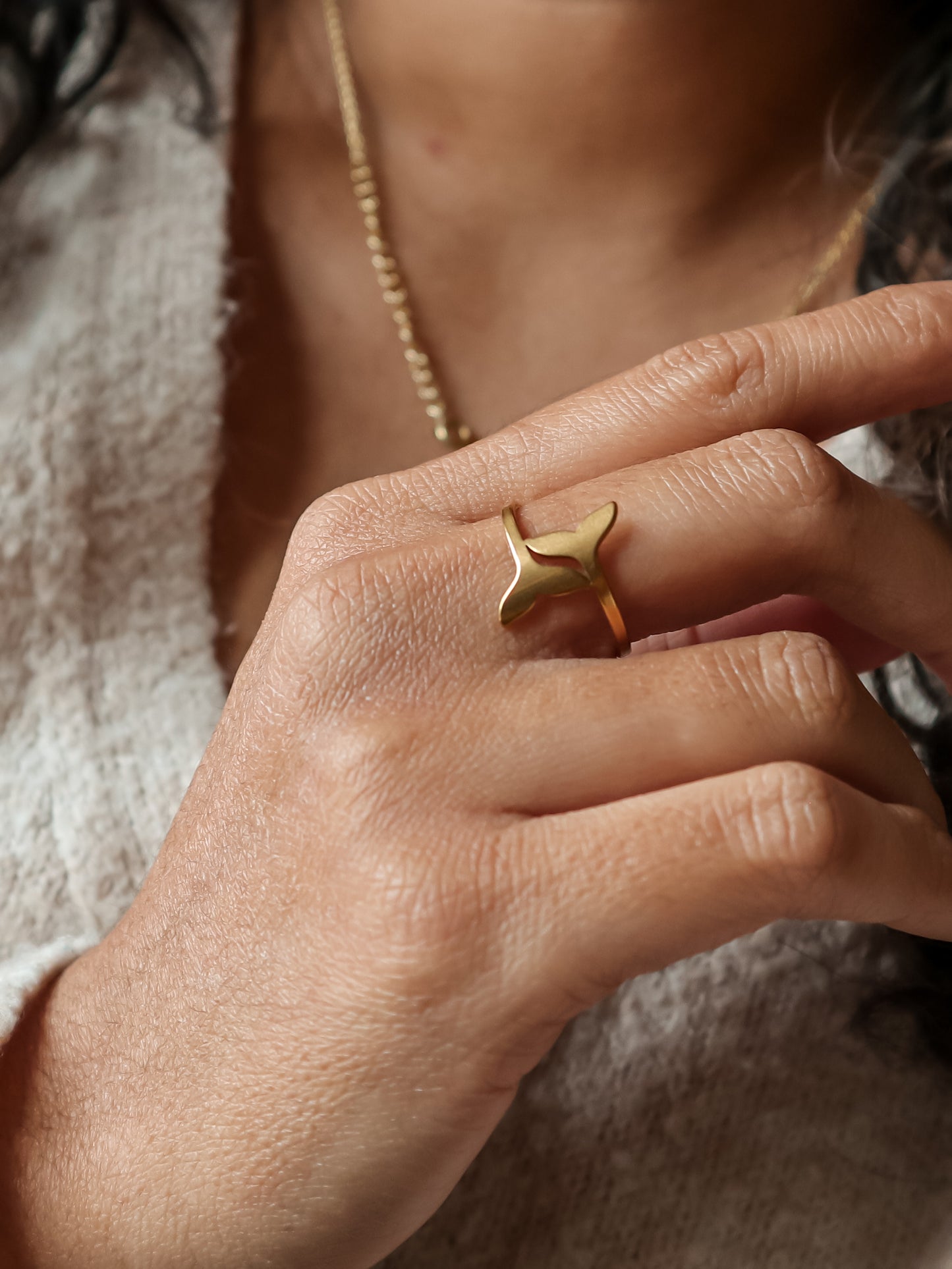 Whale Tail Gold Ring