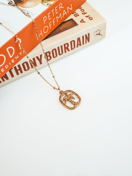 Gold Palm Tree Pendant Necklace