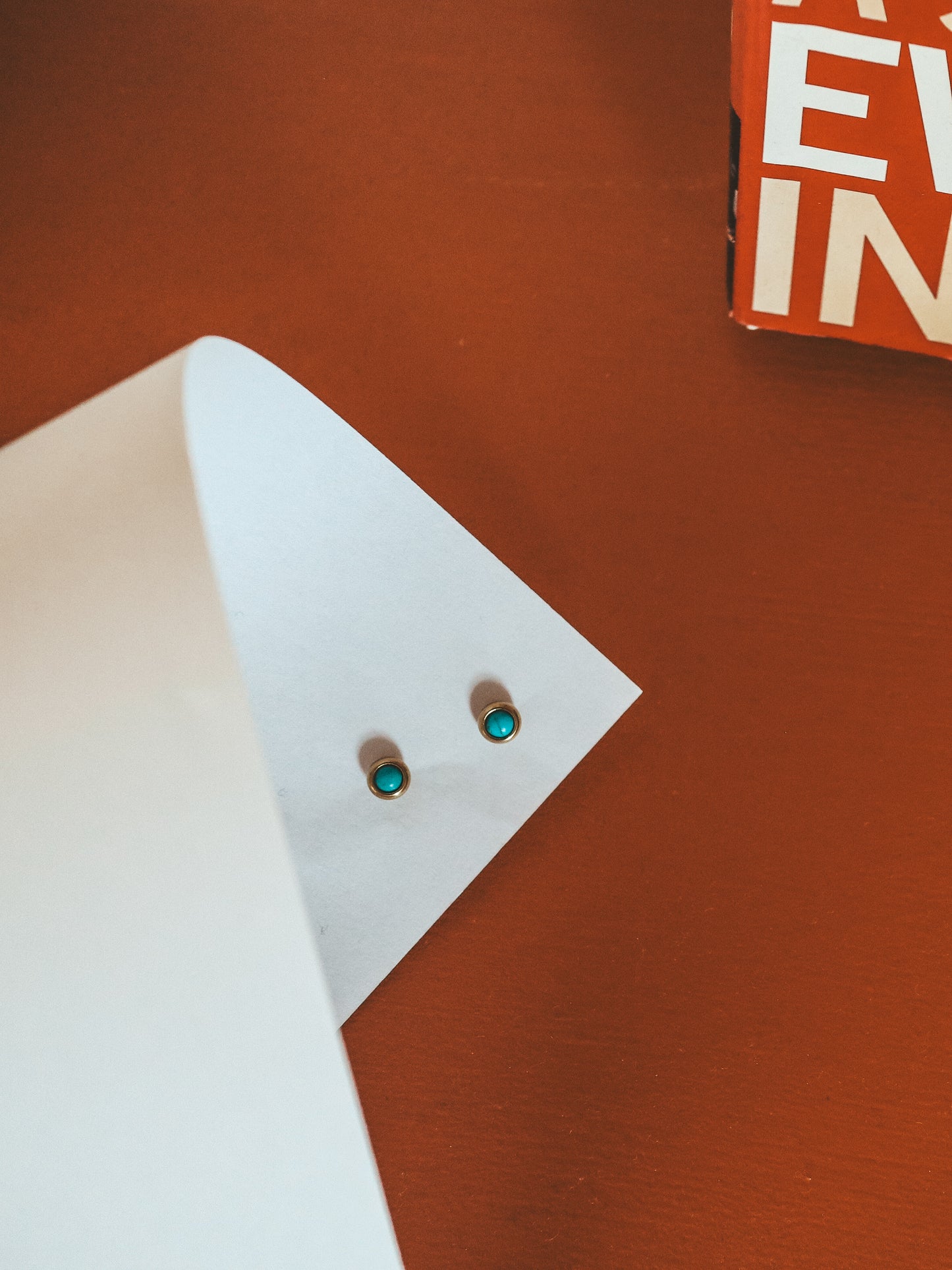 Tiny Turquoise Gold Stud Earrings