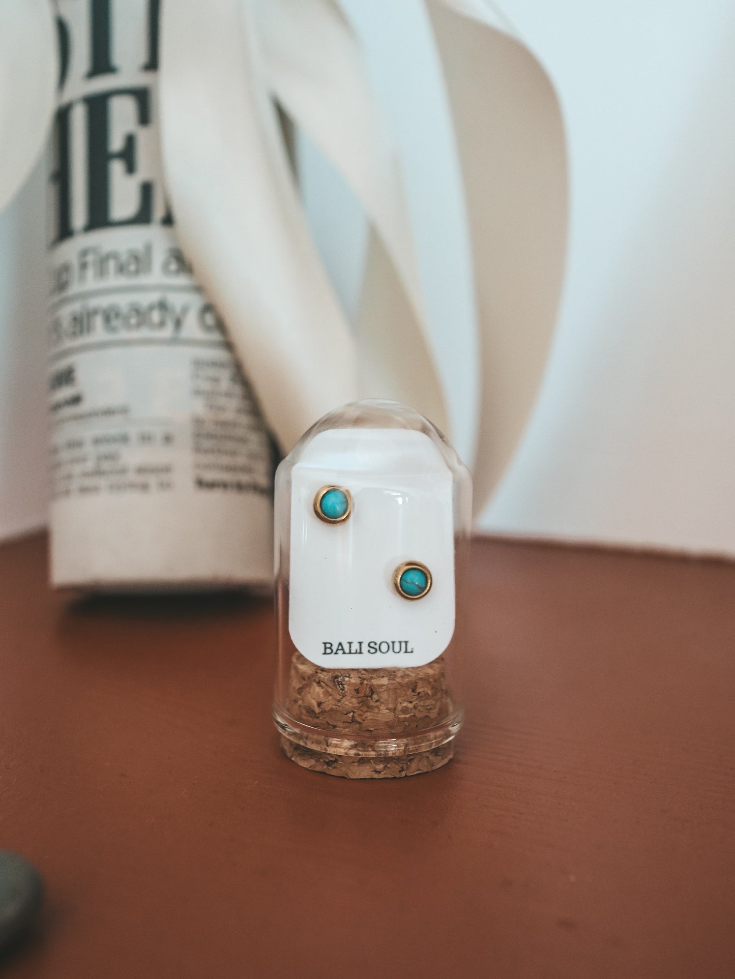 Tiny Turquoise Gold Stud Earrings