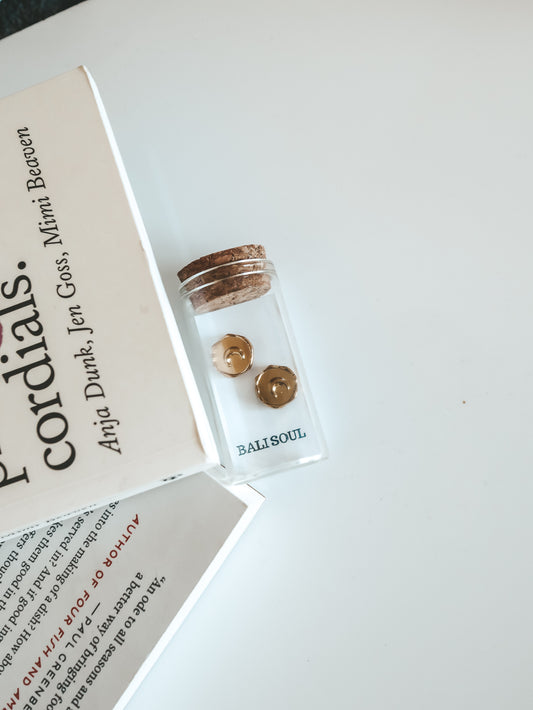 Bulan Crescent Moon Gold Stud Earrings