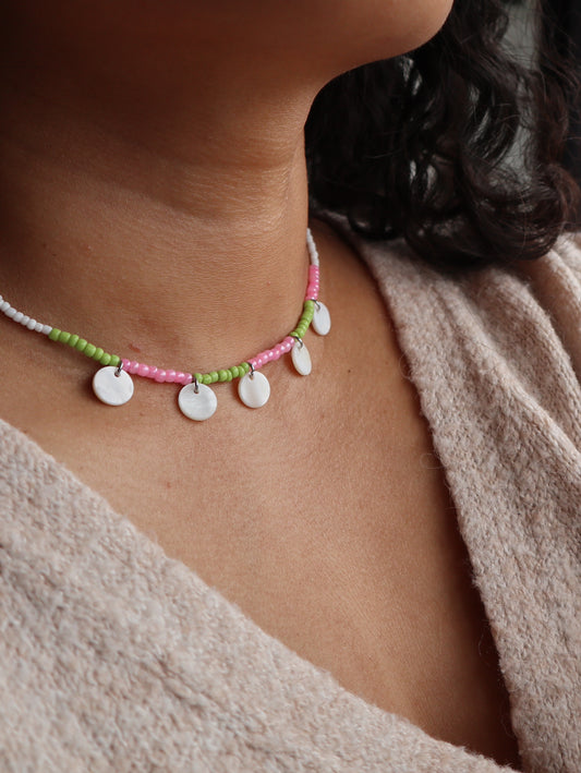 Balangan Shell Disk Beaded Necklace