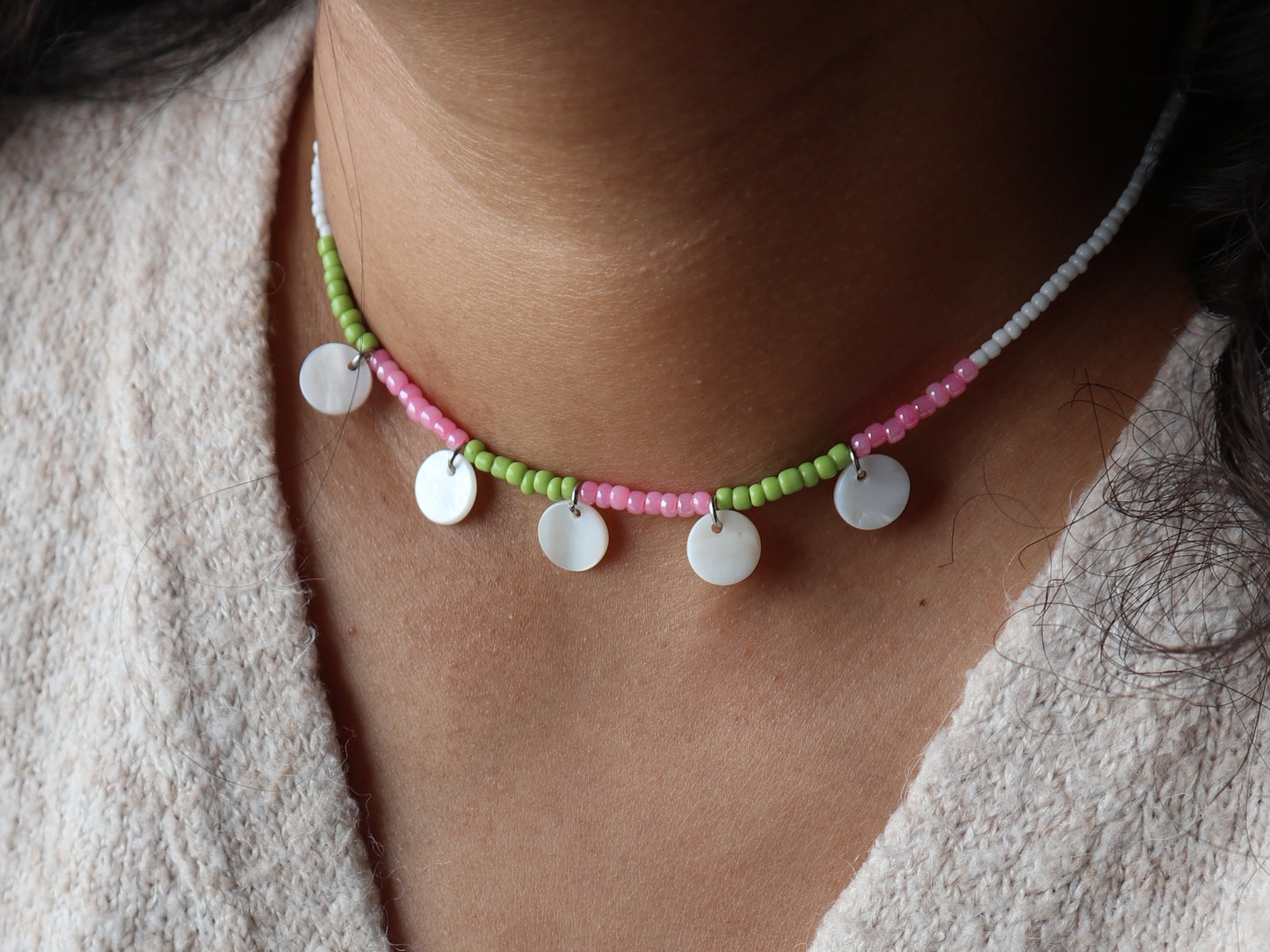 Balangan Shell Disk Beaded Necklace