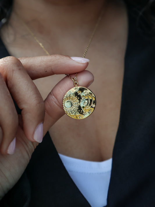 Luna Sun and Moon Gold Pendant Necklace
