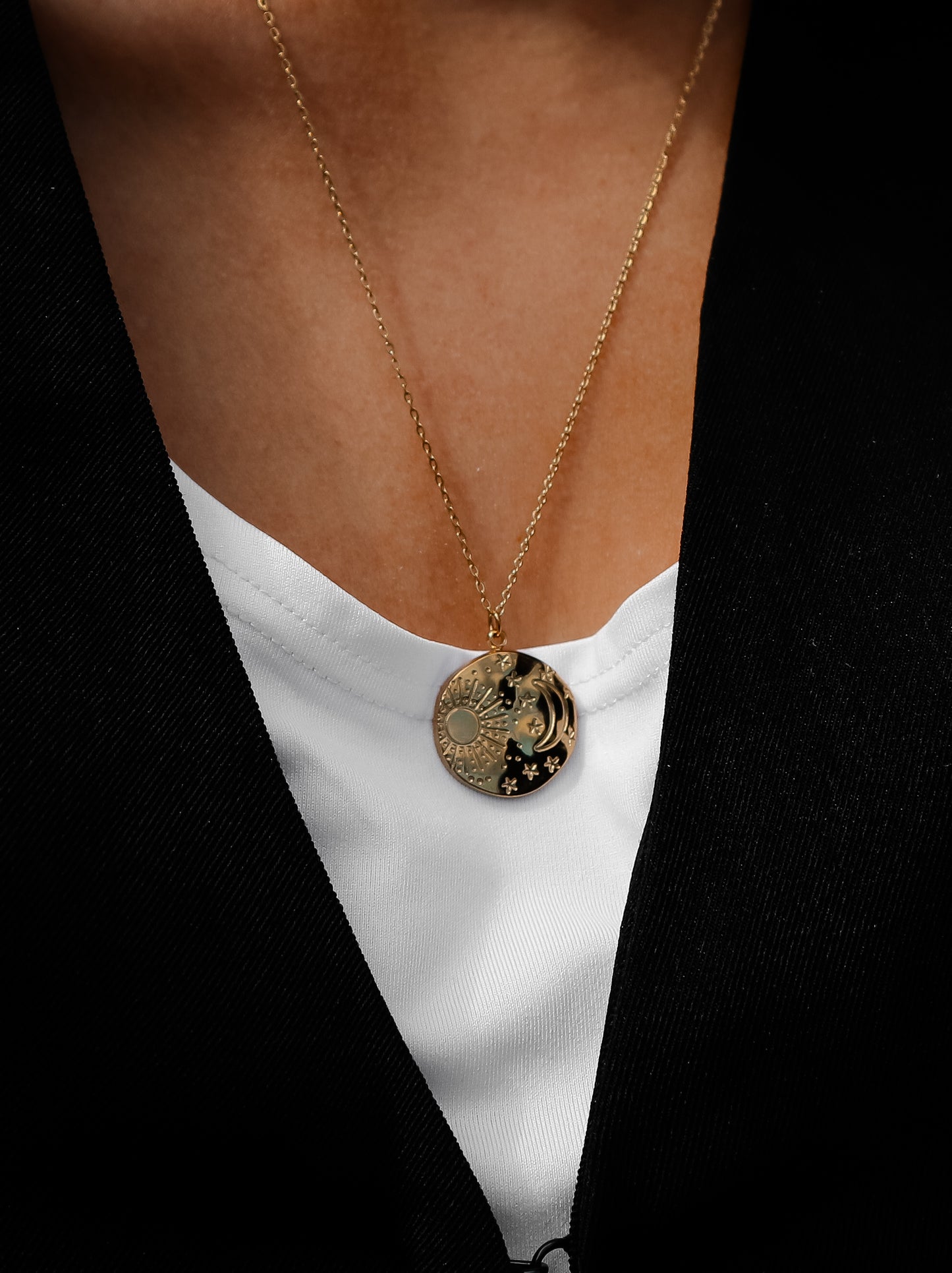 Luna Sun and Moon Gold Pendant Necklace