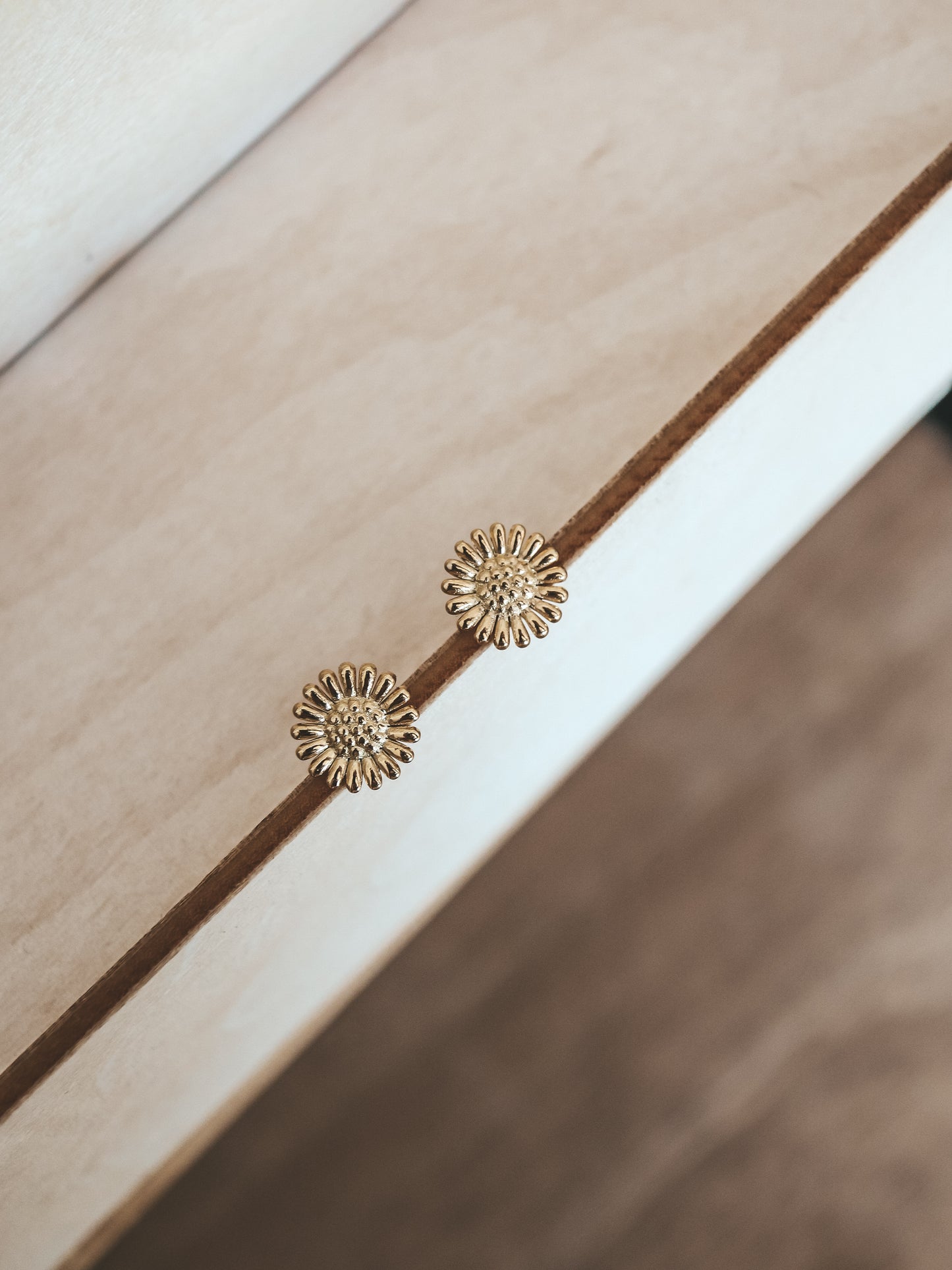 Matahari Sunflower Gold Stud Earrings