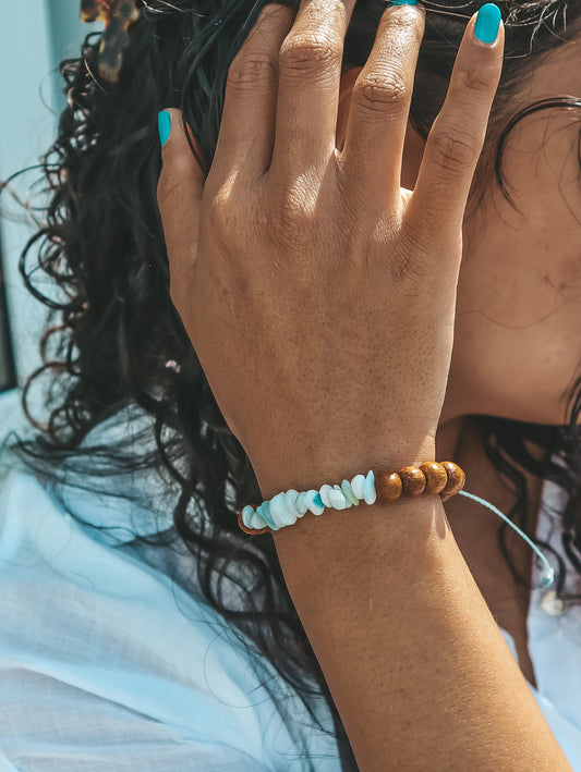 Nias Shell Wood Bead Bracelet
