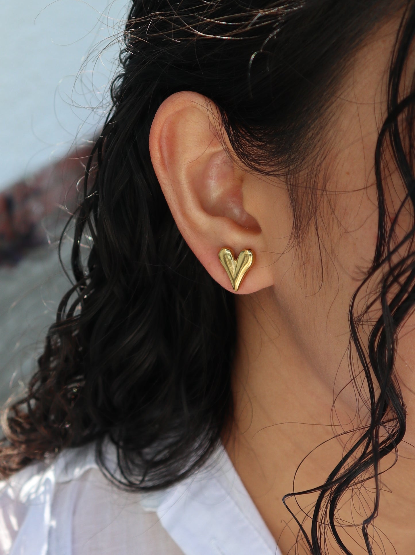 Heart Gold Stud Earrings