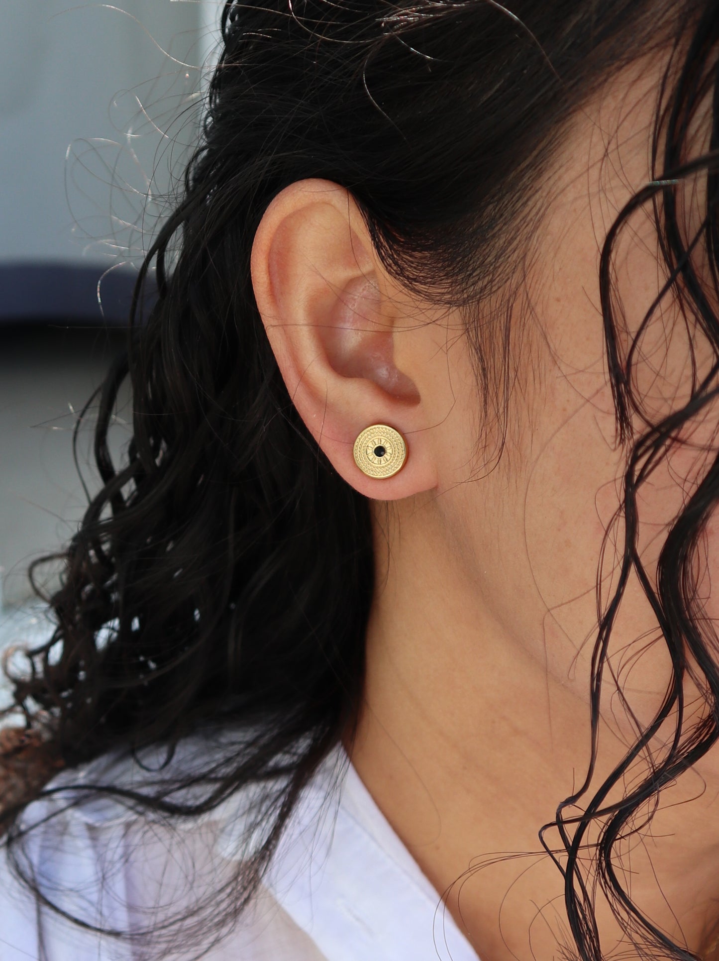 Sunbeam Black Zirconia Gold Earrings
