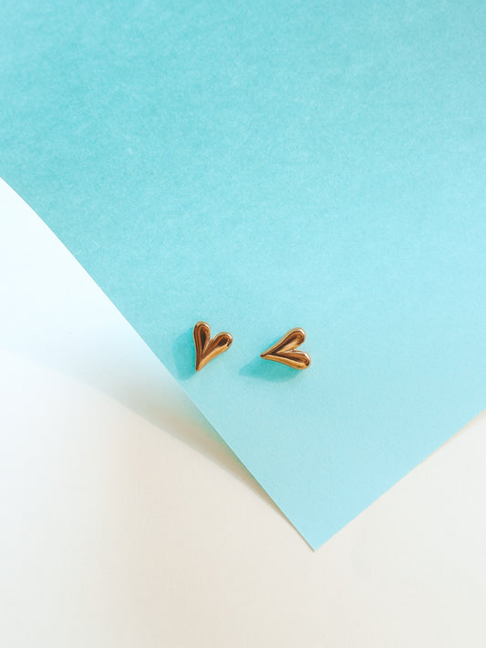 Heart Gold Stud Earrings