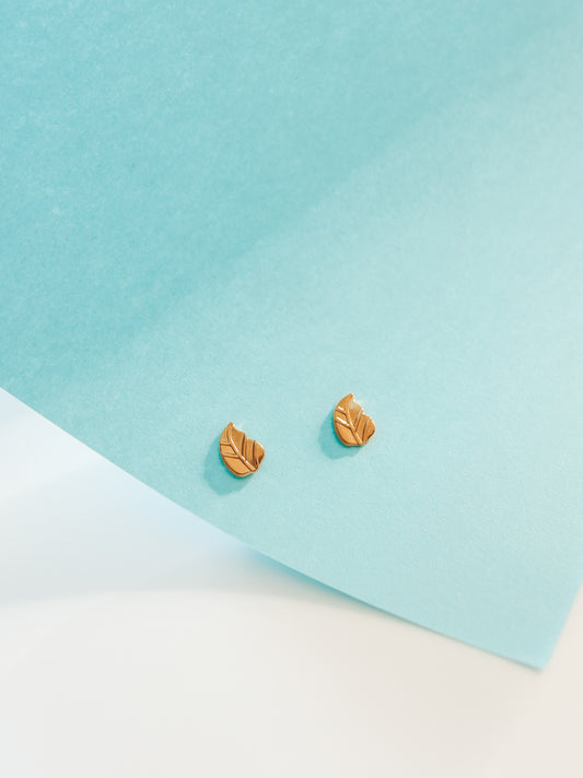 Gold Leaf Stud Earrings
