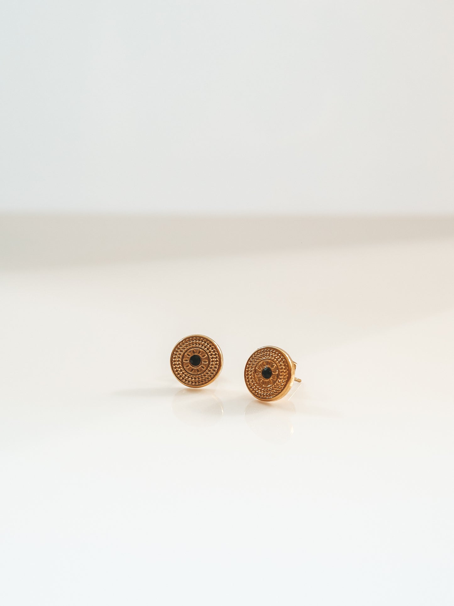 Sunbeam Black Zirconia Gold Earrings