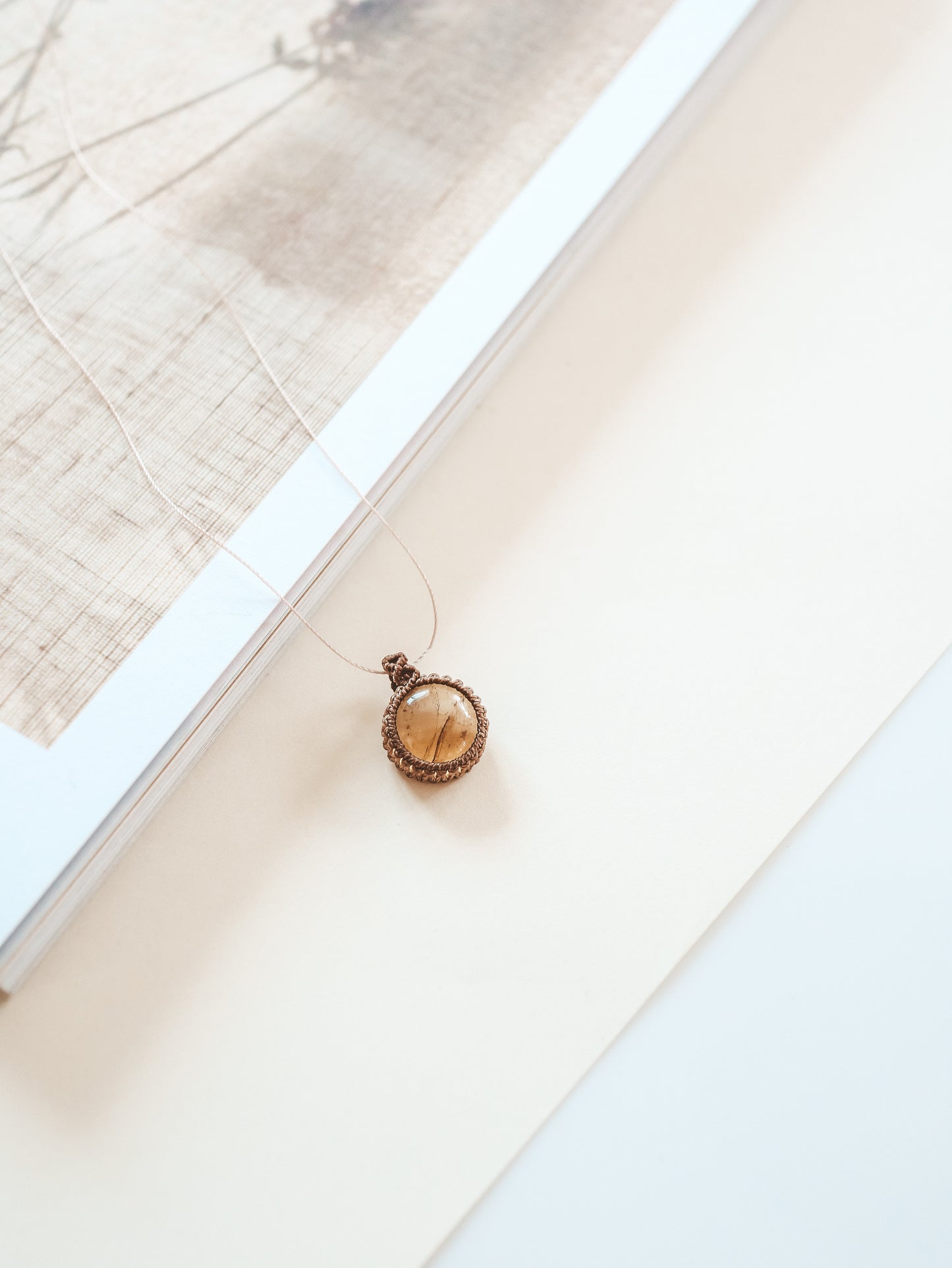 Citrine Dainty Macrame Necklace
