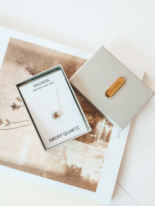 Smoky Quartz Silk Cord Necklace