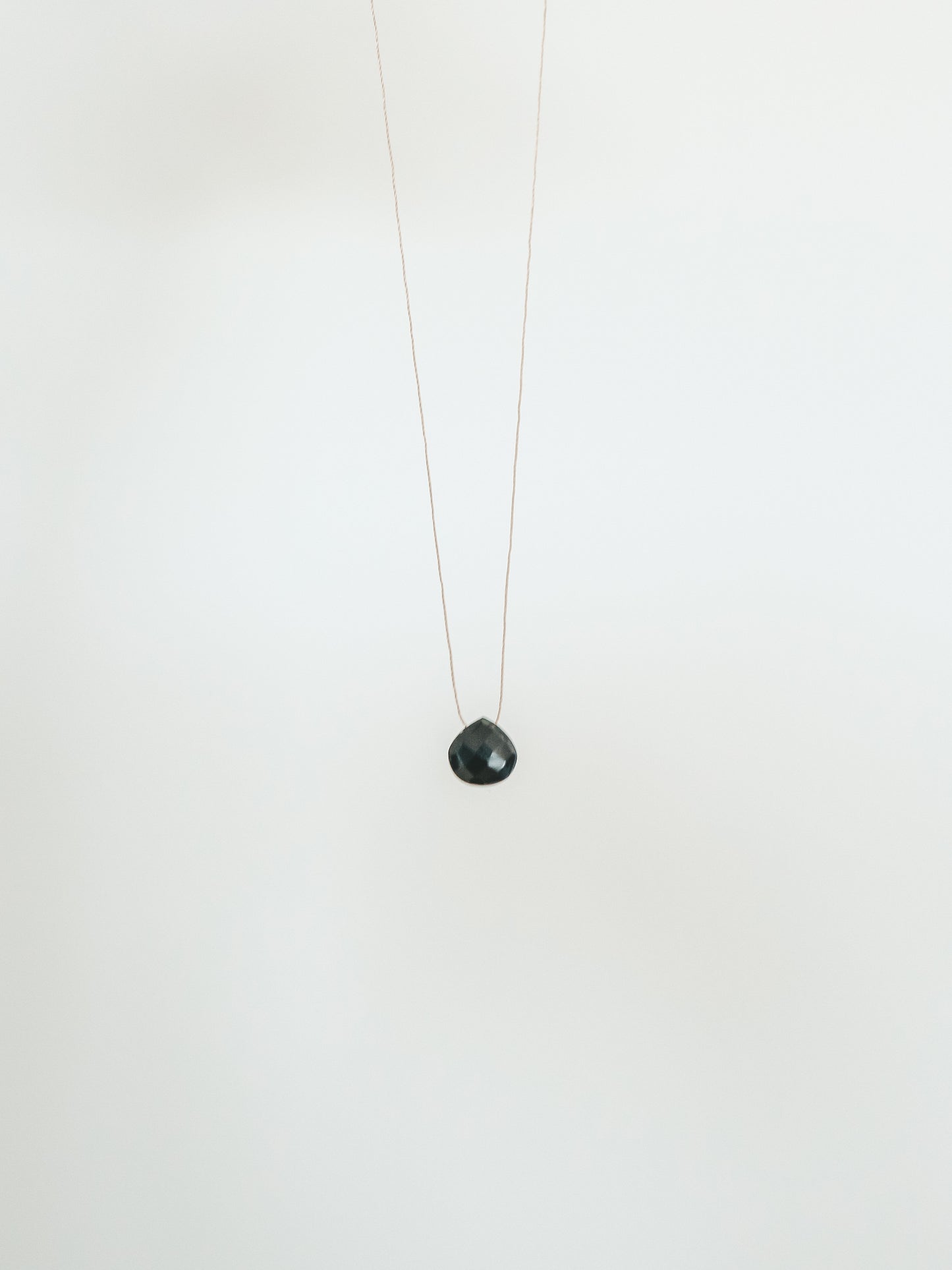 Black Onyx Silk Cord Necklace, July Birthstone