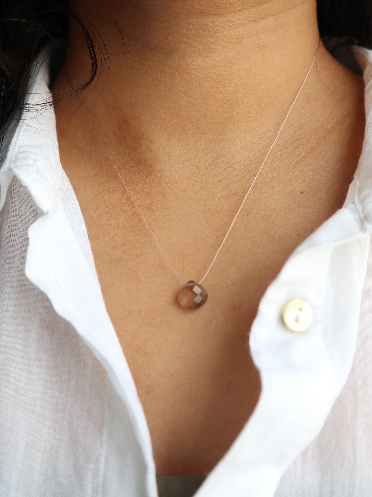 Smoky Quartz Silk Cord Necklace