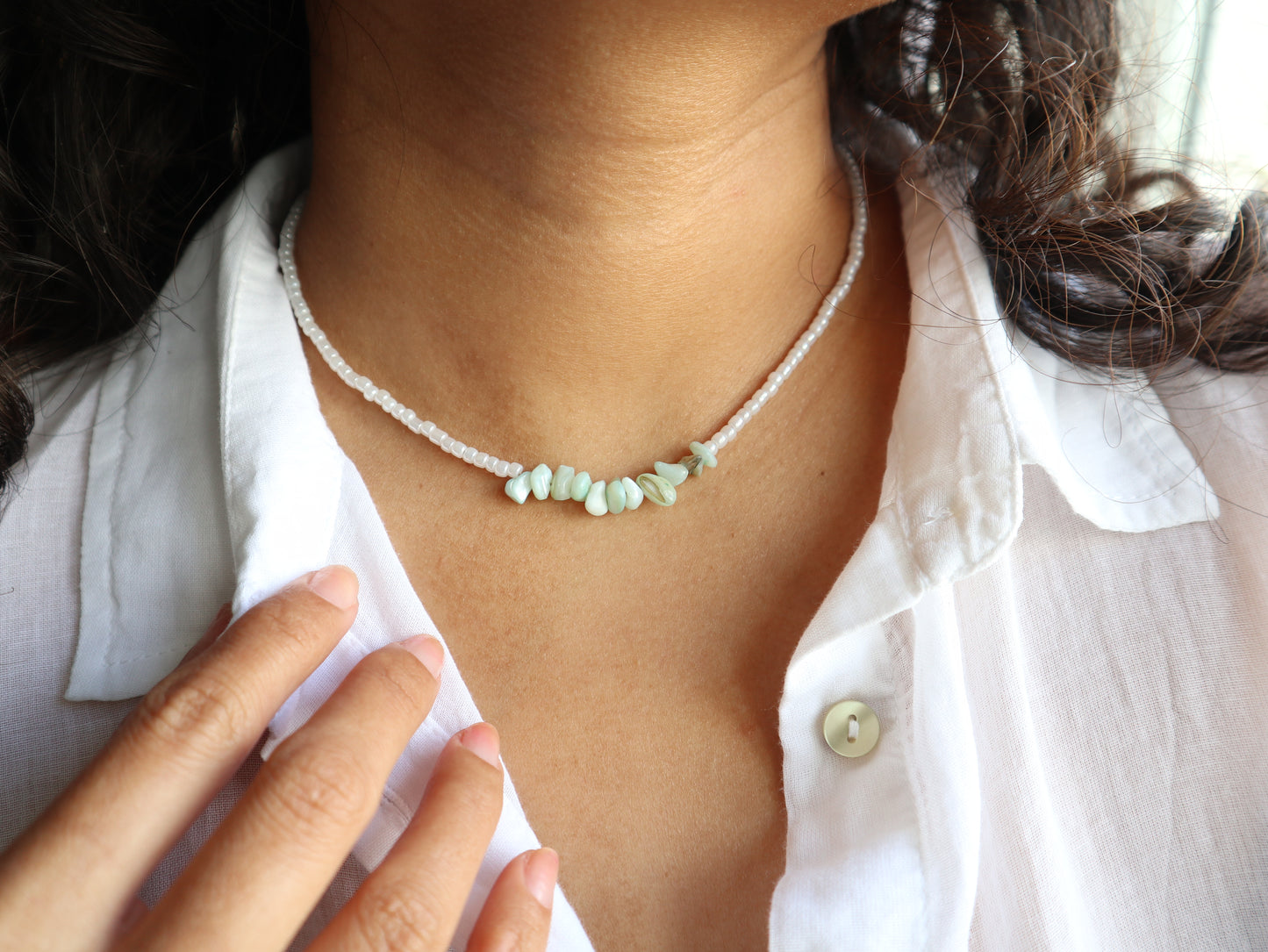 Rote Shell Beaded Necklace