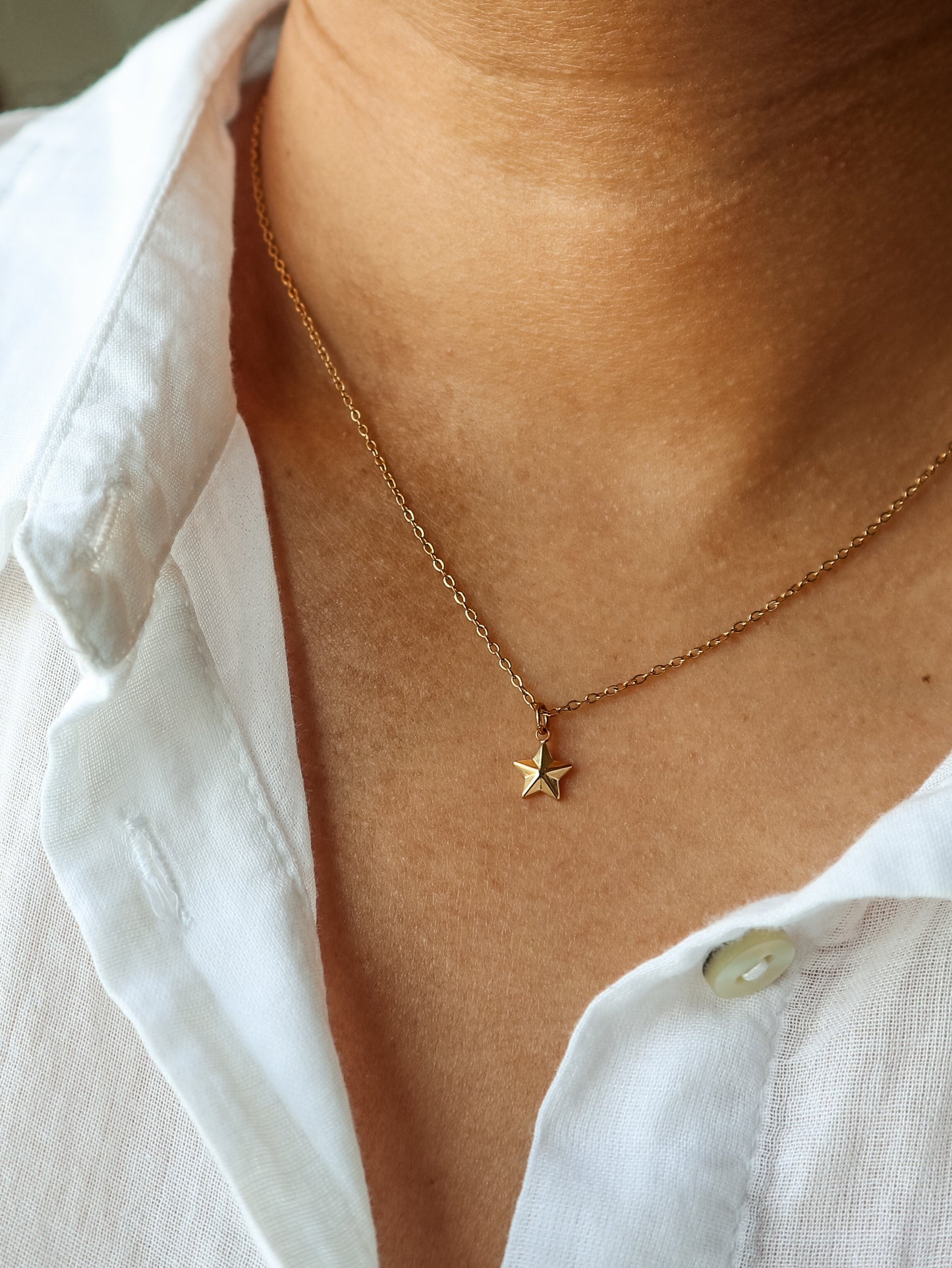 Petite Little Star Charm Gold Necklace