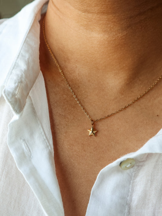 Petite Little Star Charm Gold Necklace