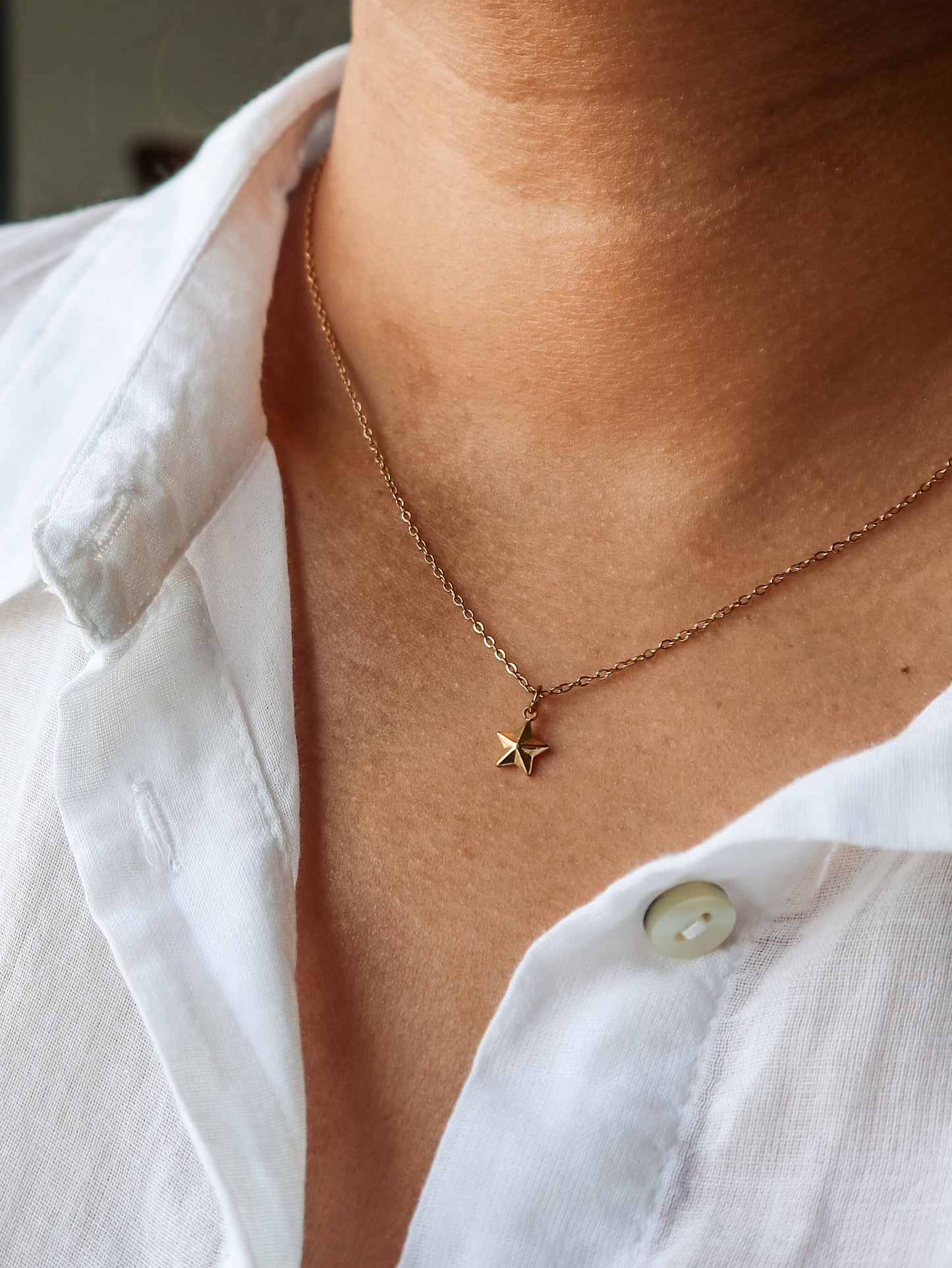 Petite Little Star Charm Gold Necklace