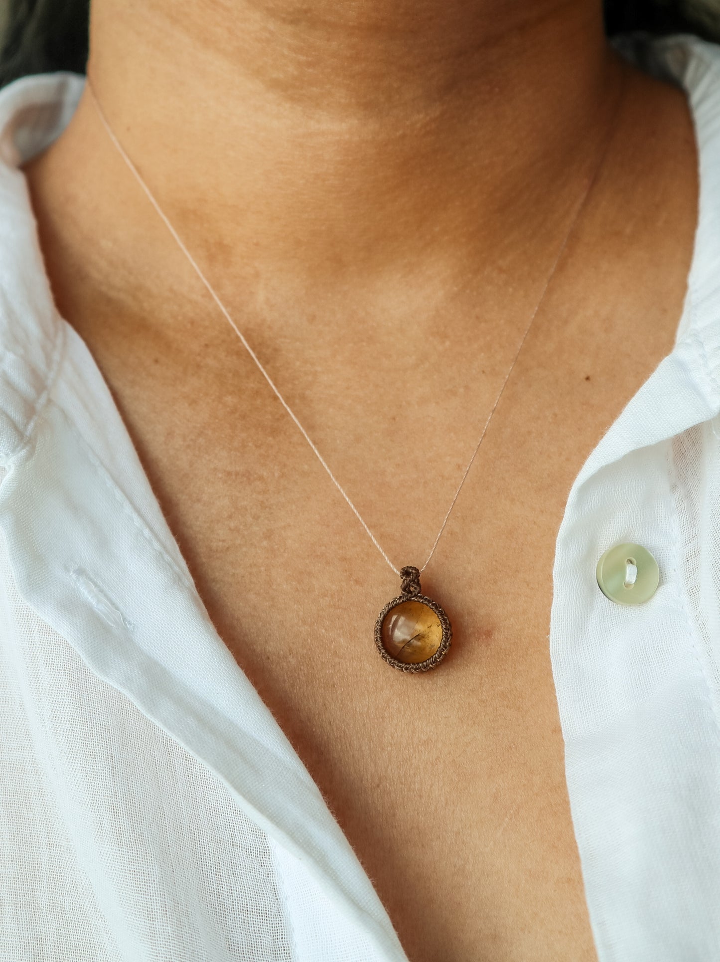 Citrine Dainty Macrame Necklace