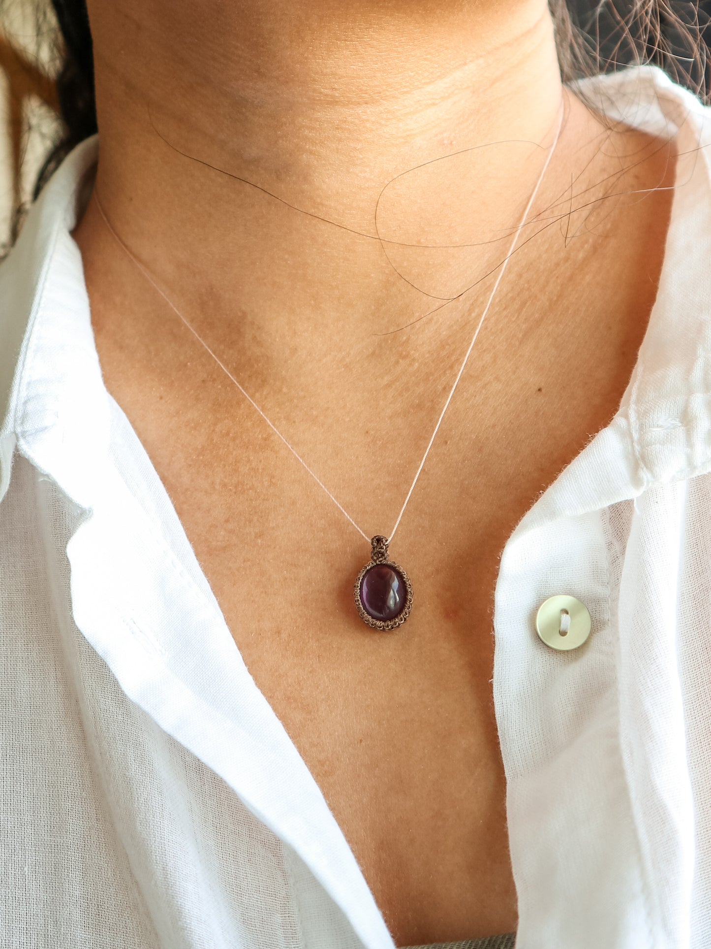 Amethyst Dainty Macrame Necklace