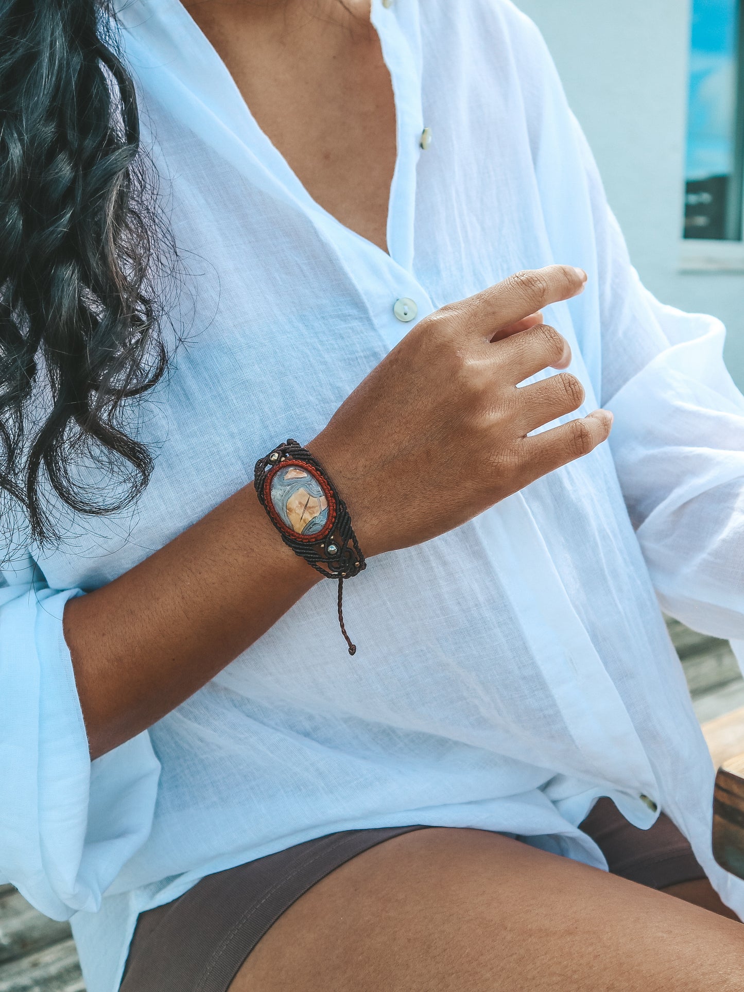 Mookite Jasper Macrame Bracelet