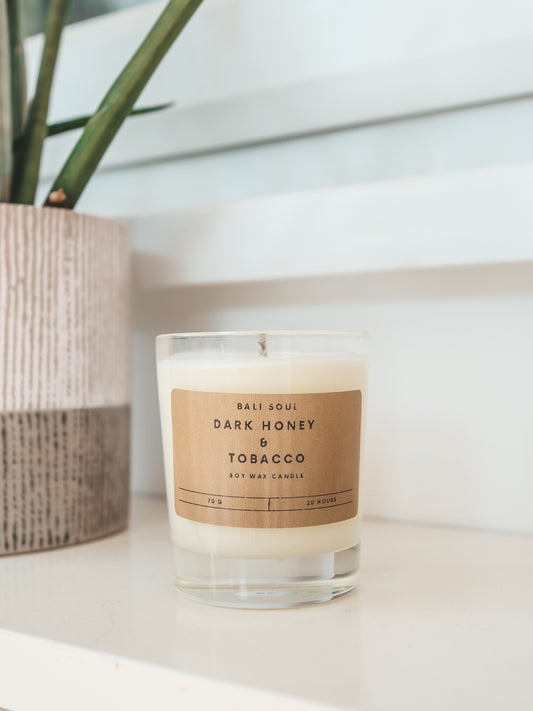Dark Honey and Tobacco Scented Soy Wax Candle