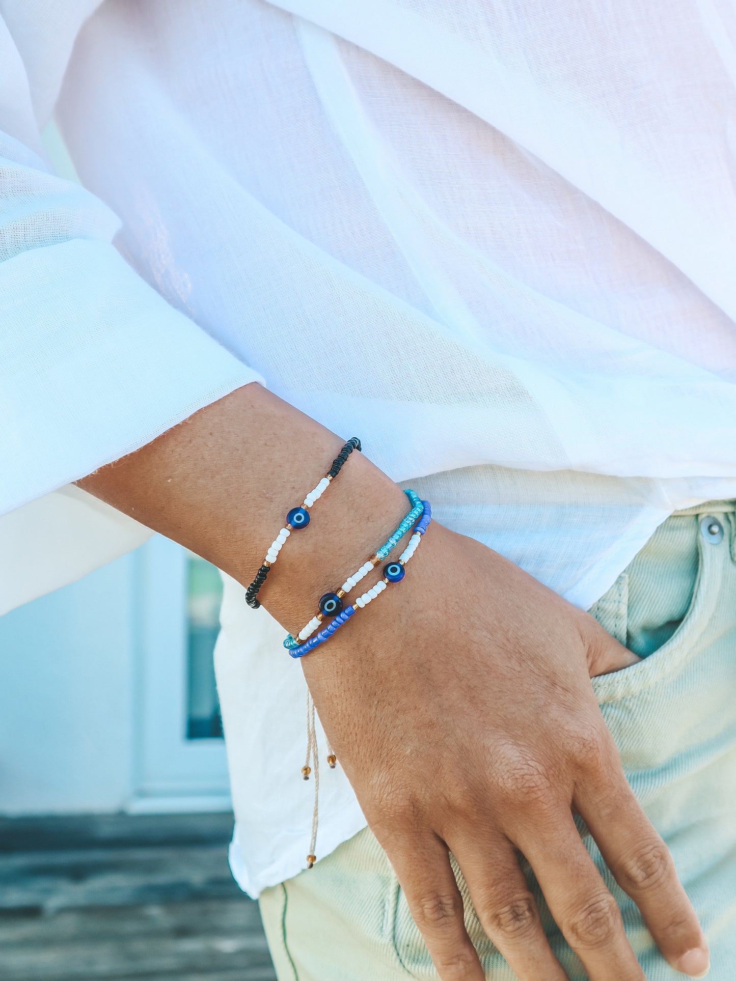 Ubud Evil Eye Seed Bead Bracelet