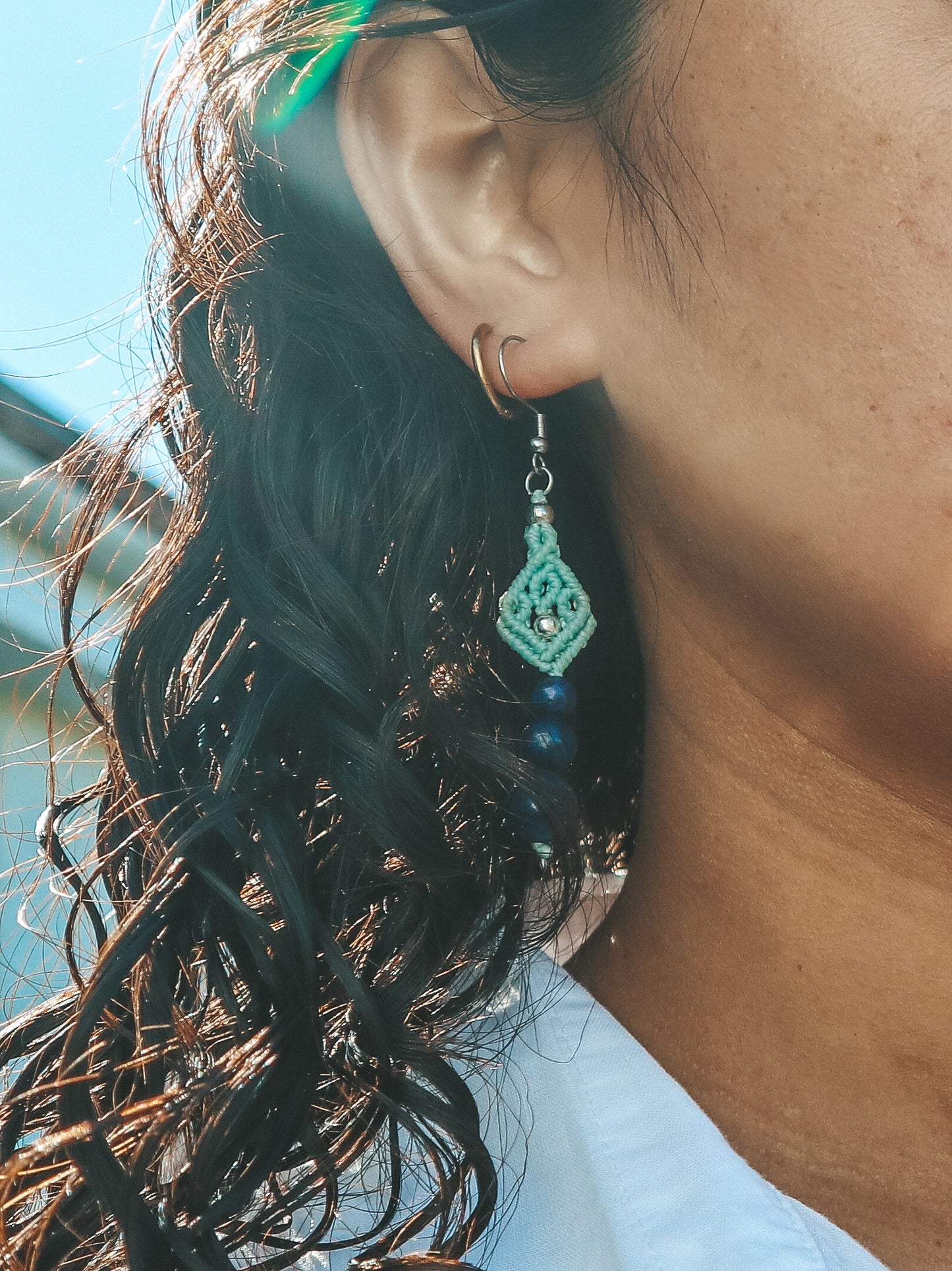 Gemstone Macrame Earrings