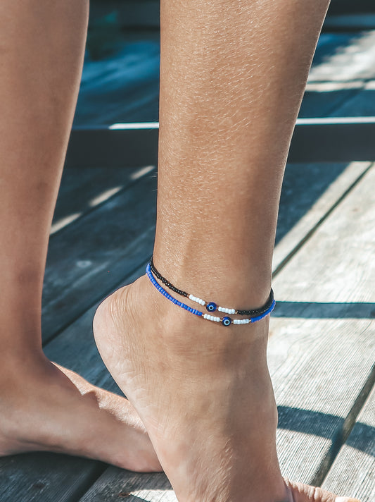 Ubud Evil Eye Seed Bead Anklet