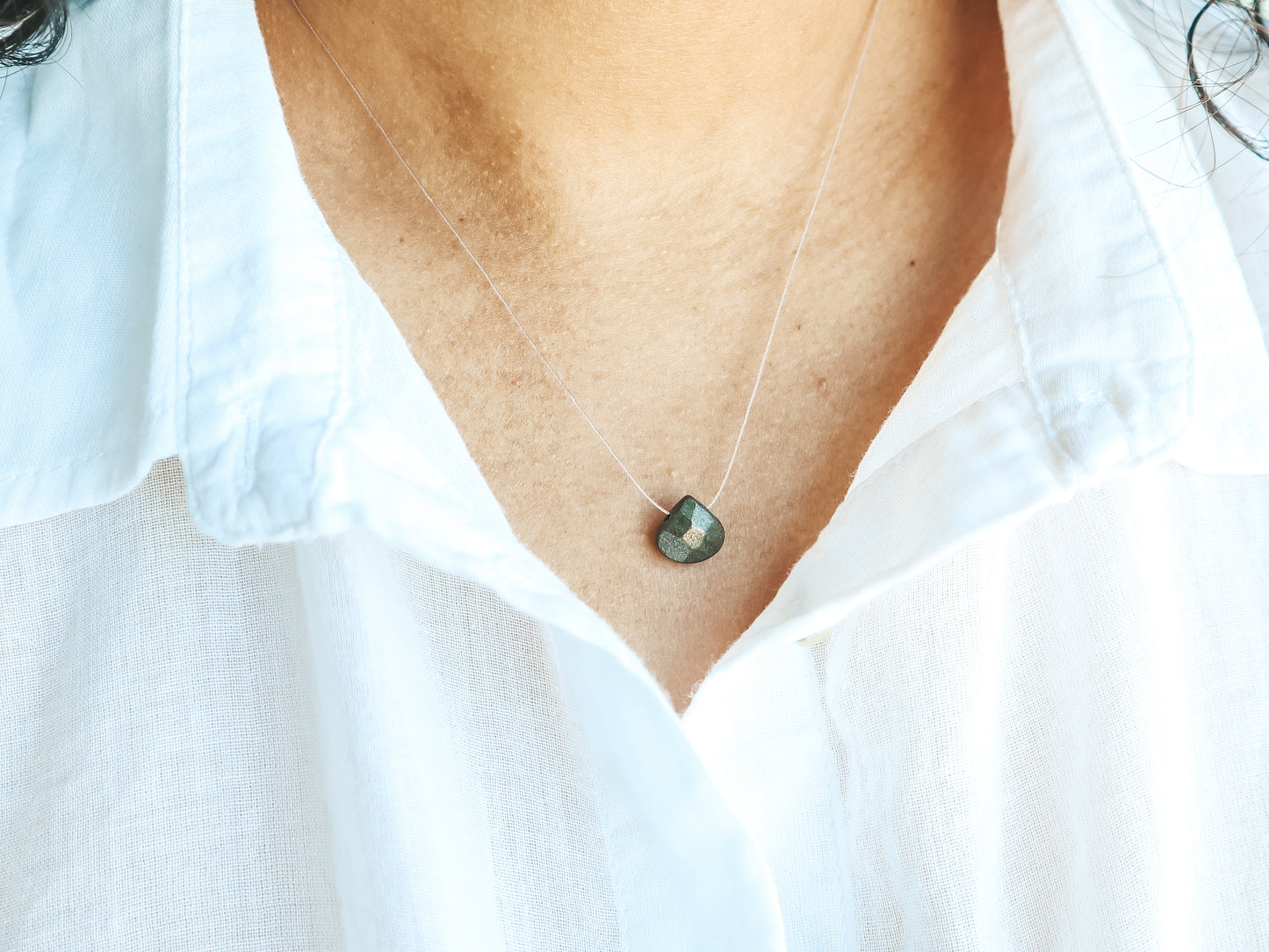 Pyrite Gemstone Silk Cord Necklace