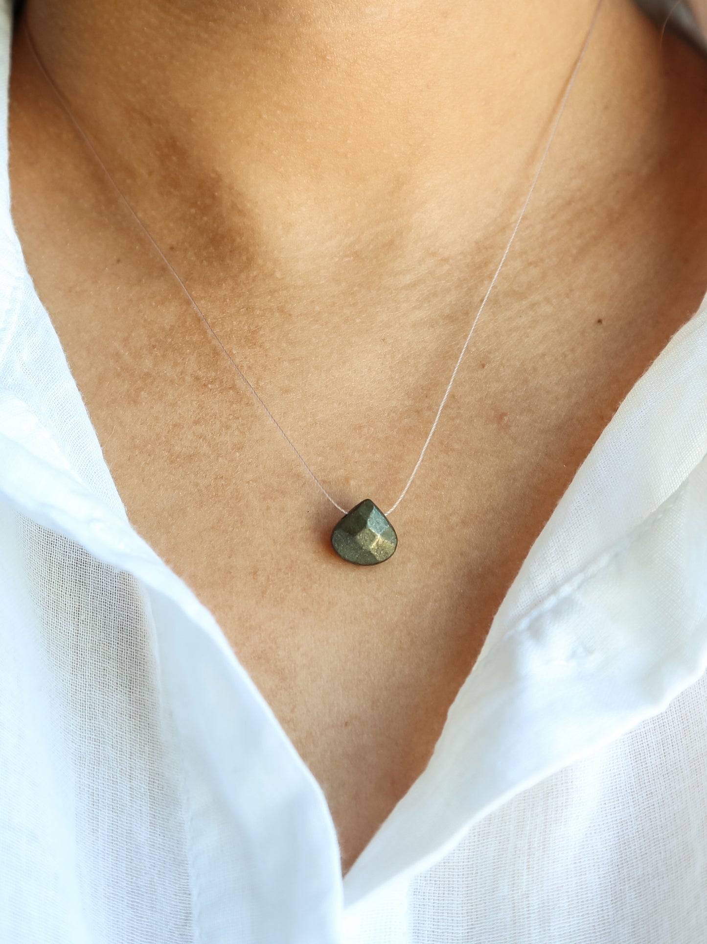 Pyrite Gemstone Silk Cord Necklace