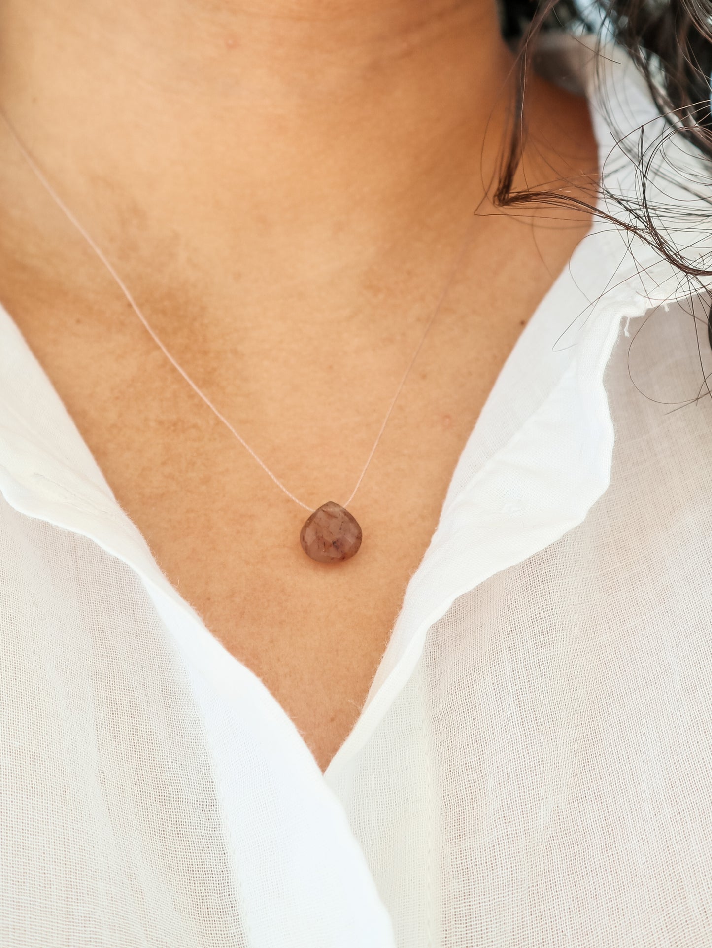 Strawberry Quartz Gemstone Silk Cord Necklace