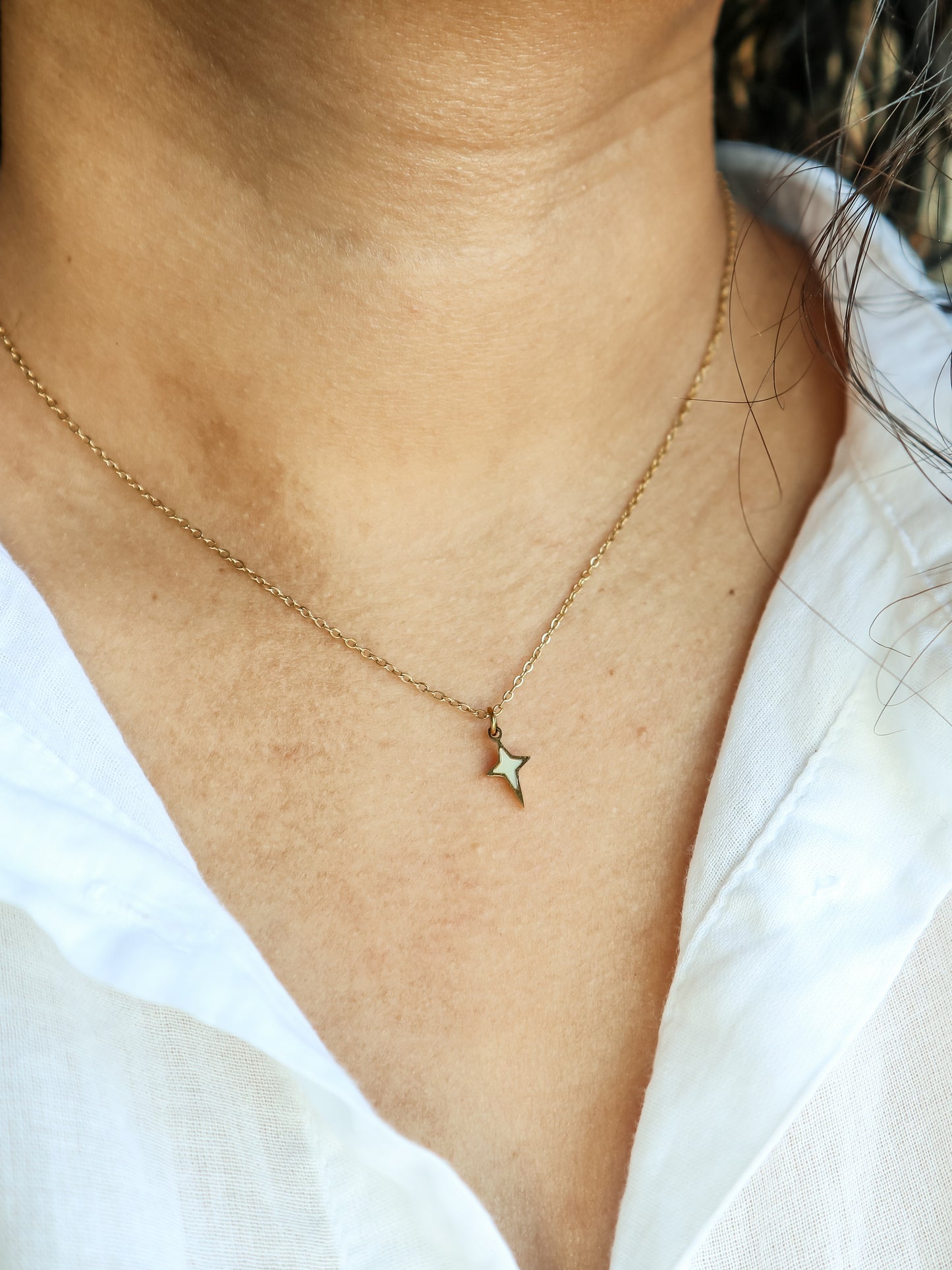 North Star Mother of Pearl Gold Necklace